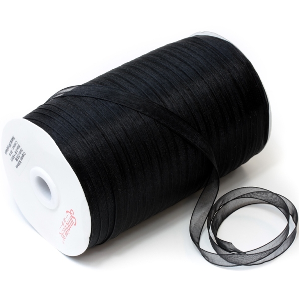 ORGANZA RIBBON 1.0cm - BLACK 039 - 500yards(450m)