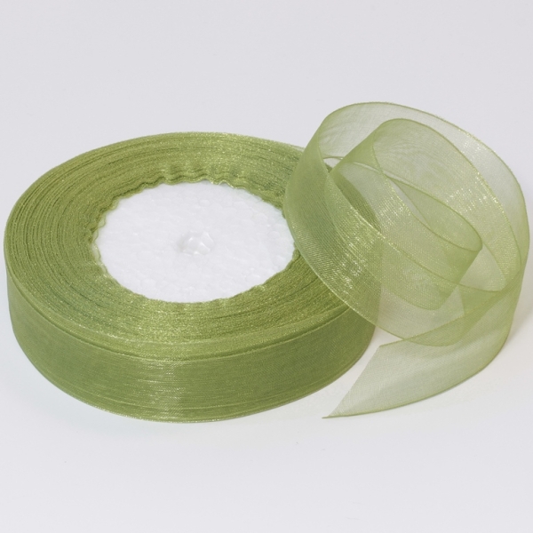 ORGANZA RIBBON 2.0cm - GREEN MILITARY 061 - PACKAGE 5х50yards(45m)