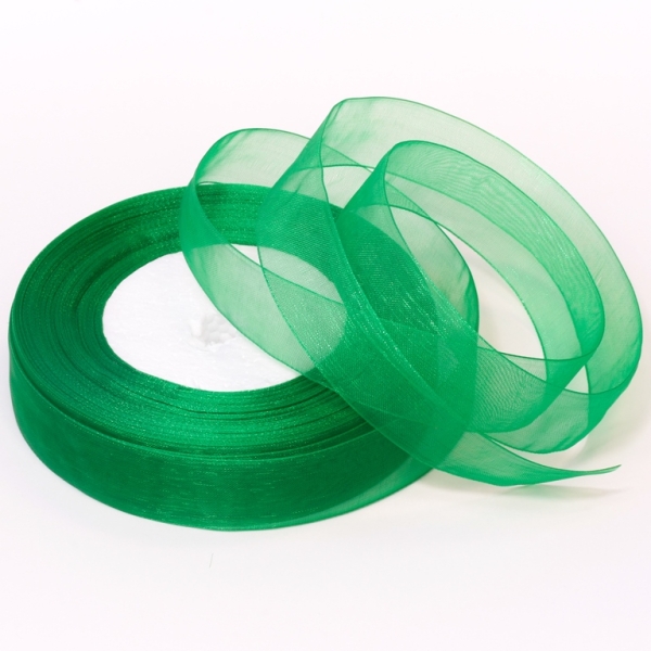 ORGANZA RIBBON 2.0cm - GREEN GRASSY 019 - PACKAGE 5х50yards(45m)