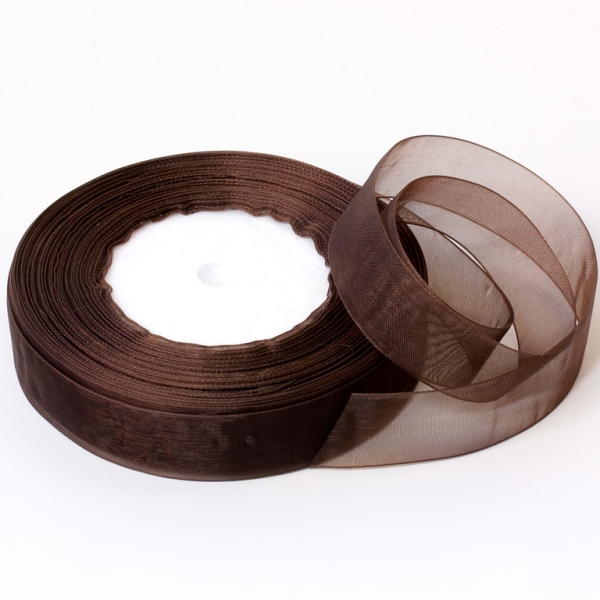 ORGANZA RIBBON 2.0cm - BROWN (DARK) 032 - PACKAGE 5х50yards(45m)