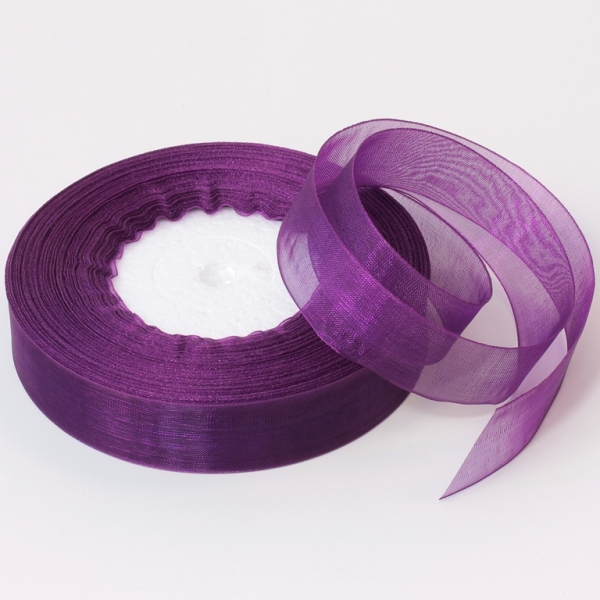 ORGANZA RIBBON 2.0cm - PURPLE (DARK) 035 - PACKAGE 5х50yards(45m)