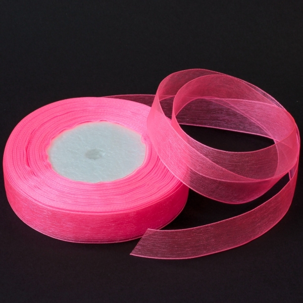 ORGANZA RIBBON 2.0cm - PINK (DARK) 014 - PACKAGE 5х50yards(45m)