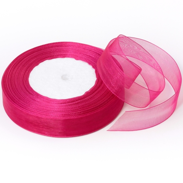 ORGANZA RIBBON 2.0cm - CYCLAMEN (DARK) 028 - PACKAGE 5х50yards(45m)