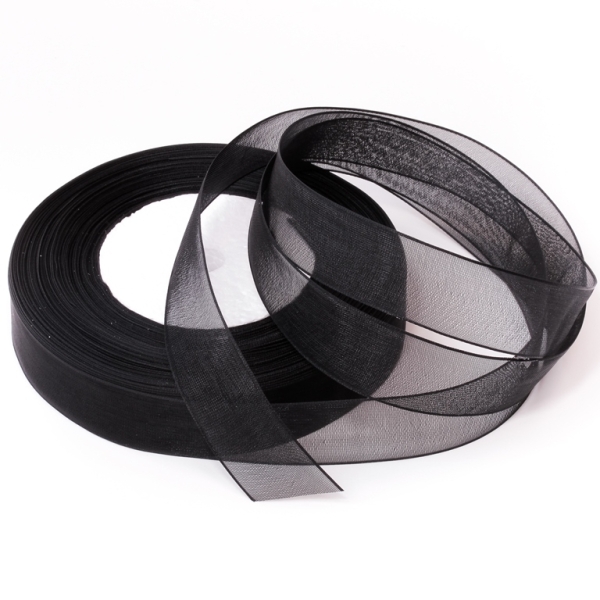 ORGANZA RIBBON 2.0cm - BLACK 039 - PACKAGE 5х50yards(45m)