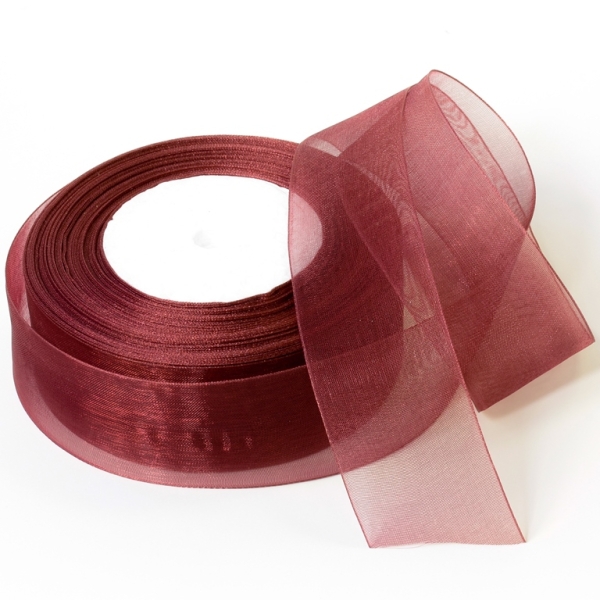 ORGANZA RIBBON 4.0cm - BORDEAUX 048 - PACKAGE 4х50yards(45m)