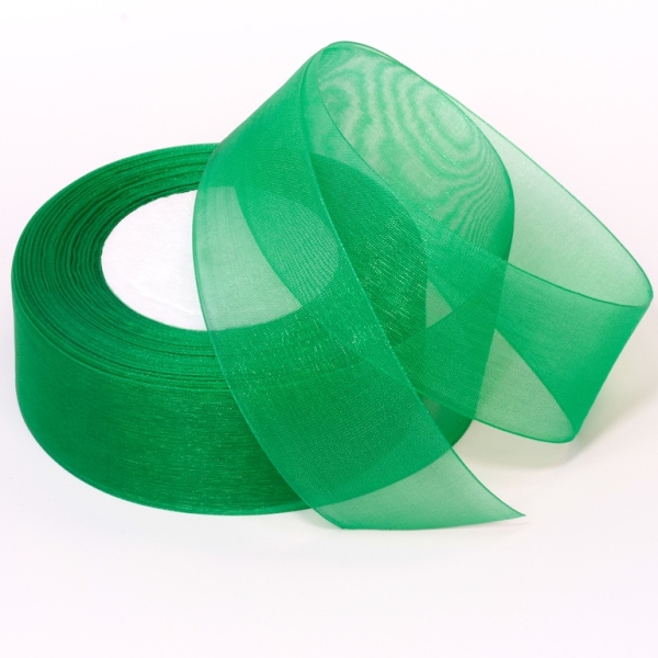 ORGANZA RIBBON 4.0cm - GREEN GRASSY 019 - PACKAGE 4х50yards(45m)