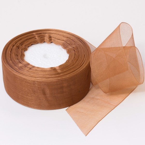 ORGANZA RIBBON 4.0cm - BROWN 031 - PACKAGE 4х50yards(45m)