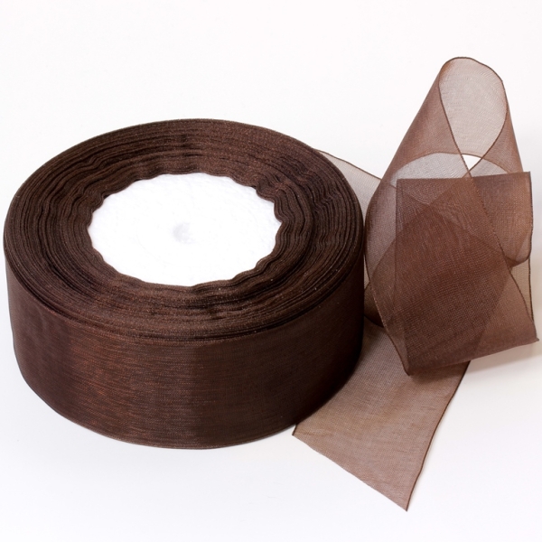 ORGANZA RIBBON 4.0cm - BROWN (DARK) 032 - PACKAGE 4х50yards(45m)