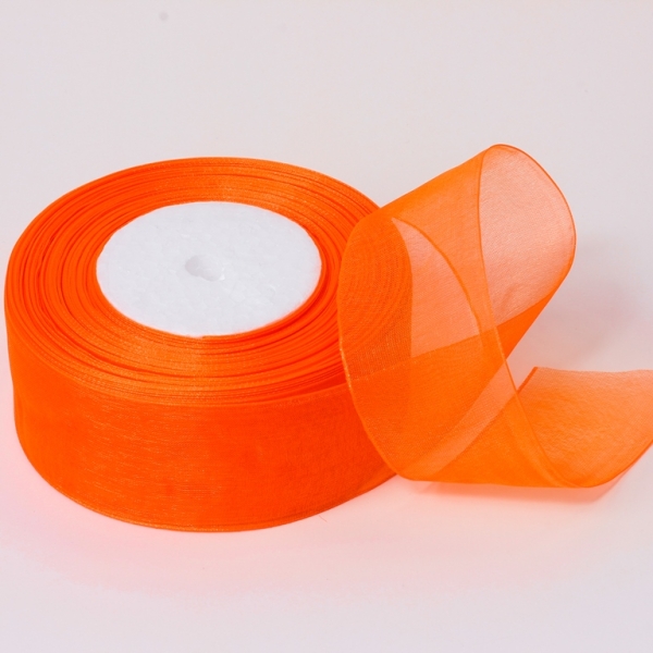 ORGANZA RIBBON 4.0cm - ORANGE (DARK) 023 - PACKAGE 4х50yards(45m)