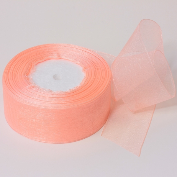 ORGANZA RIBBON 4.0cm - PEACH 022 - PACKAGE 4х50yards(45m)