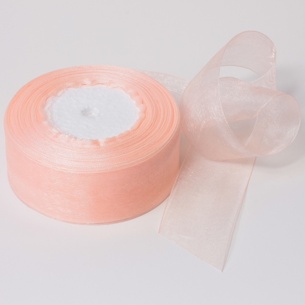 ORGANZA RIBBON 4.0cm - PEACH (LIGHT) 007 - PACKAGE 4х50yards(45m)