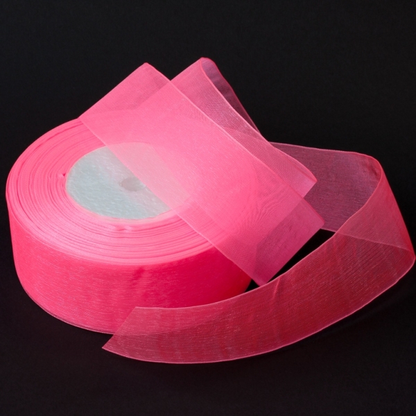 ORGANZA RIBBON 4.0cm - PINK (DARK) 014 - PACKAGE 4х50yards(45m)