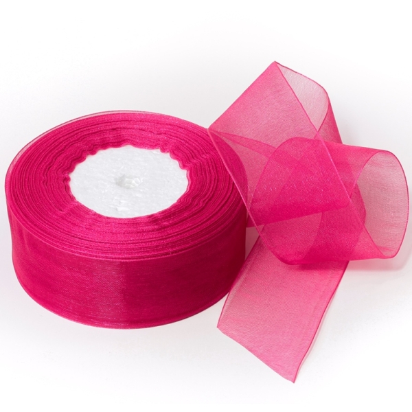 ORGANZA RIBBON 4.0cm - CYCLAMEN (DARK) 028 - PACKAGE 4х50yards(45m)