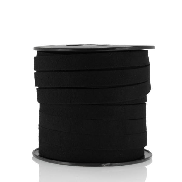 SUEDE FAUX CORD - 1.0cm - BLACK - PACKAGE 2х20meters