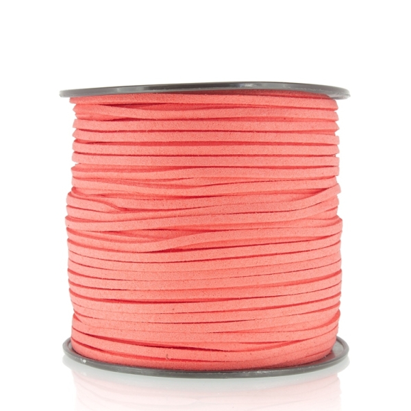 SUEDE FAUX CORD - 3mm - CORAL ORANGE - PACKAGE 2х100yards(91m)