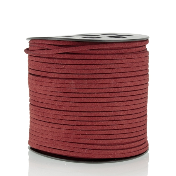 SUEDE FAUX CORD - 3mm - RED (DARK) - 100yards(91m)