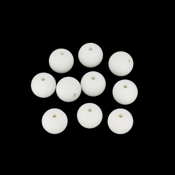 OPAQUE MATTE PLASTIC BEADS - BALL - 12mm WHITE - PACKAGE 500g  Hole-2.2mm (500pcs.)