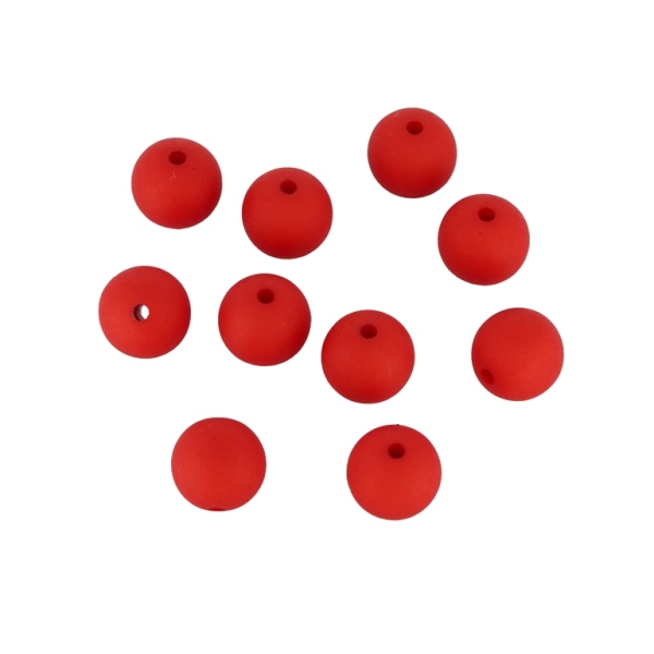 OPAQUE MATTE PLASTIC BEADS - BALL - 12mm RED - PACKAGE 500g  Hole-2.2mm (500pcs.)