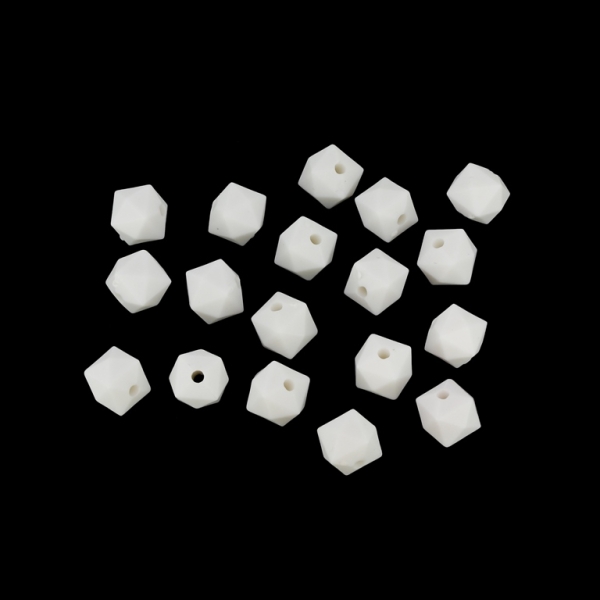 OPAQUE MATTE PLASTIC BEADS - CUBE FACETED - 7.5x8mm WHITE - PACKAGE 500g  Hole-1.8mm (1720pcs.)