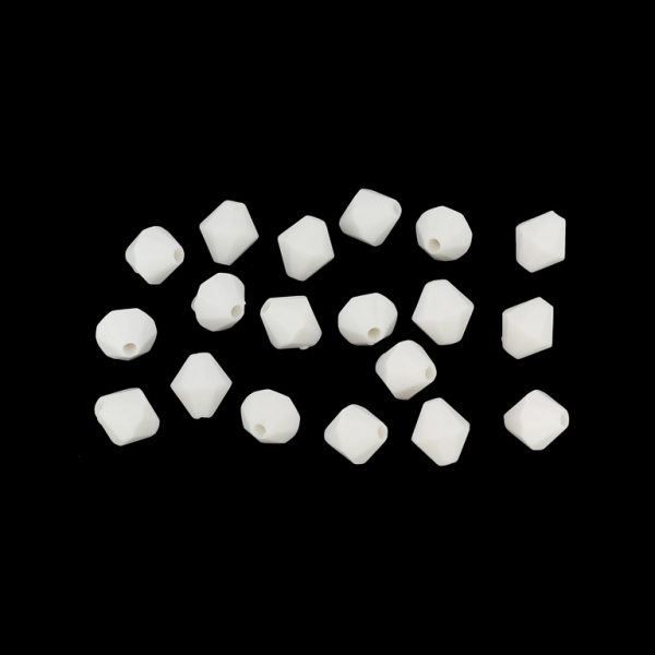 OPAQUE MATTE PLASTIC BEADS - BICONES 01 - 8x7.5mm WHITE - PACKAGE 500g  Hole-1.8mm (2700pcs.)