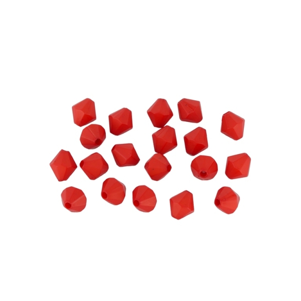 OPAQUE MATTE PLASTIC BEADS - BICONES 01 - 8x7.5mm RED - PACKAGE 500g  Hole-1.8mm (2700pcs.)