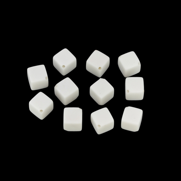 OPAQUE MATTE PLASTIC BEADS - CUBE DIAGONAL - 12x9x9mm WHITE - PACKAGE 500g  Hole-1.5mm (750pcs.)