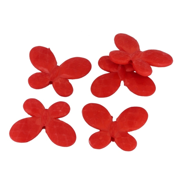 OPAQUE MATTE PLASTIC BEADS - BUTTERFLY 03 - FACETED - 22.5x30x5mm RED - PACKAGE 500g  Hole-2.0mm (360pcs.)