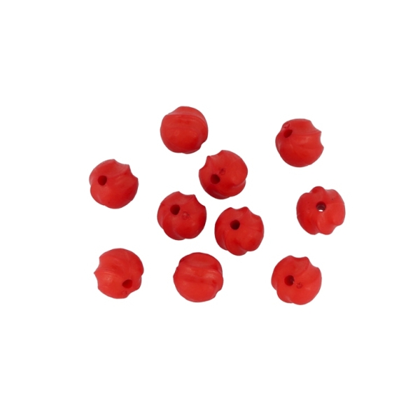 OPAQUE MATTE PLASTIC BEADS - BALL STRIPES - 9mm RED - PACKAGE 500g  Hole-2.0mm (950pcs.)