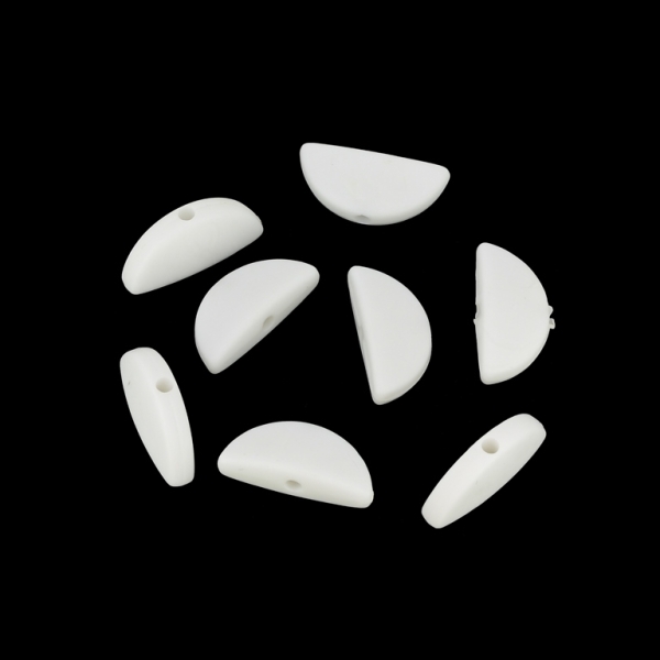 OPAQUE MATTE PLASTIC BEADS - SEMI-CIRCLE - 9x20x6mm WHITE - PACKAGE 500g  Hole-2.2mm (750pcs.)