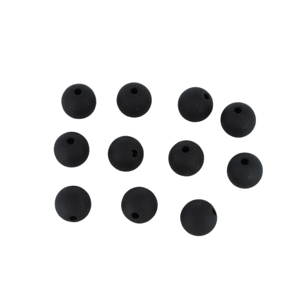 OPAQUE MATTE PLASTIC BEADS - BALL - 10mm BLACK - 50g  Hole-2.0mm (90pcs.)