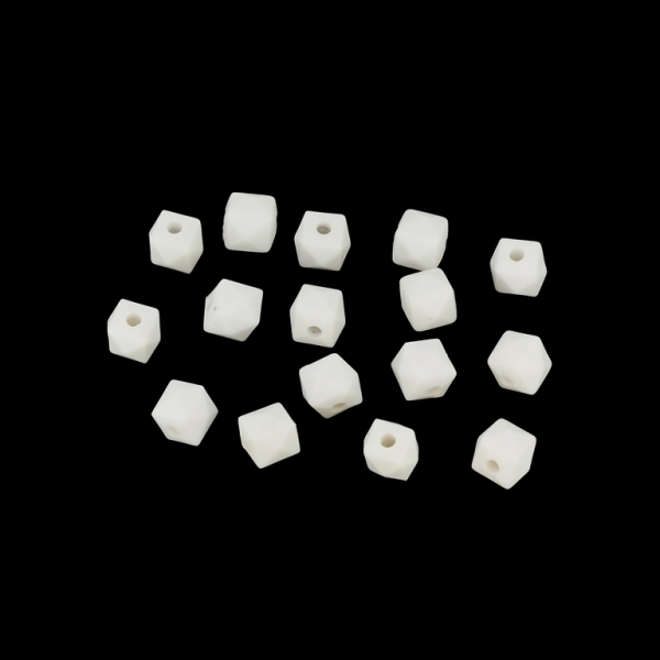 OPAQUE MATTE PLASTIC BEADS - CUBE FACETED - 6.5x7mm WHITE - 50g  Hole-2.0mm (230pcs.)