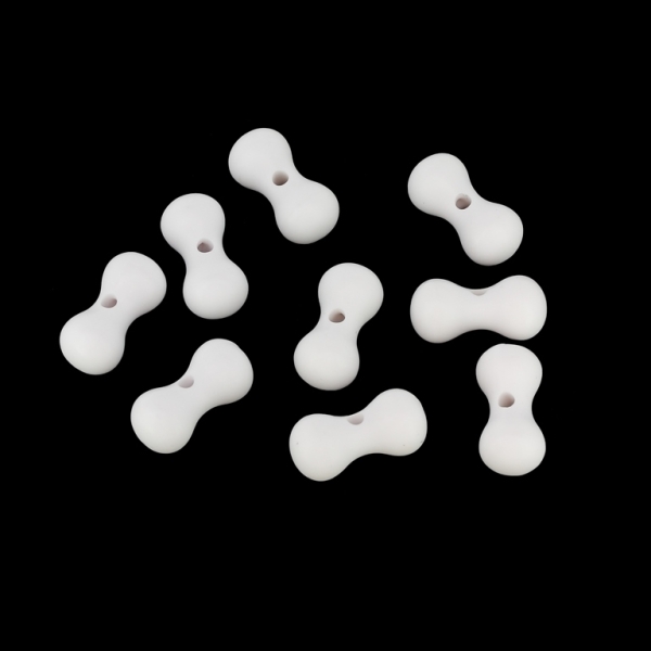 OPAQUE MATTE PLASTIC BEADS - BONE - 8.5x17mm WHITE - 50g  Hole-2.0mm (55pcs.)