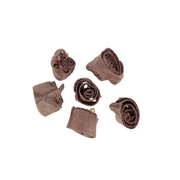 TEXTILE BEADS - SATIN - ROSE 02 - 14mm BROWN (DARK) - PACKAGE 500pcs.