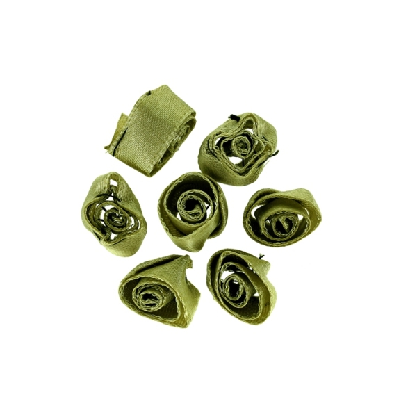 TEXTILE BEADS - SATIN - ROSE 02 - 14mm GREEN MILITARY 108 - PACKAGE 500pcs.