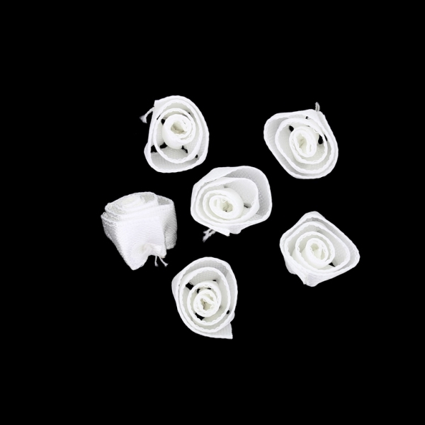 TEXTILE BEADS - SATIN - ROSE 02 - 14mm WHITE 001 - 50 pcs.