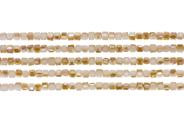 GLASS BEADS - CRYSTALS - CUBE 4x4mm - UV - BEIGE 076 - PACKAGE (5x98pcs.) Hole-1.2mm