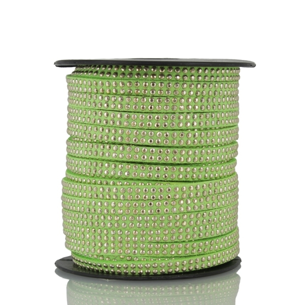 SUEDE CORD FAUX - GOLD STUDDED 2 LINES - 5mm GREEN (LIGHT) 1142 - 2х18meters