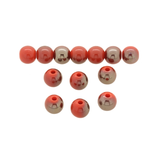 PLASTIC BEADS - HIGH GLOSS - BALL - 10mm ORANGE (DARK) ВА48 - 500 g Hole-2.5mm (910 pcs.)