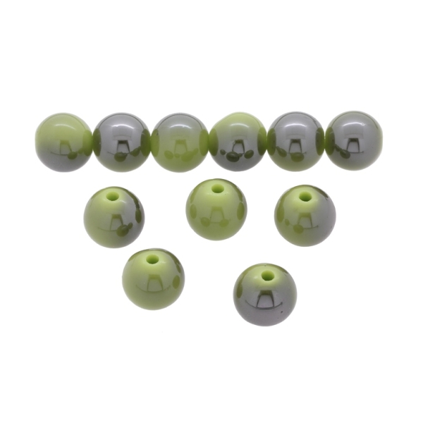 PLASTIC BEADS - HIGH GLOSS - BALL - 12mm GREEN (LIGHT) ВА10 - 500 g Hole-2.5mm (520 pcs.)