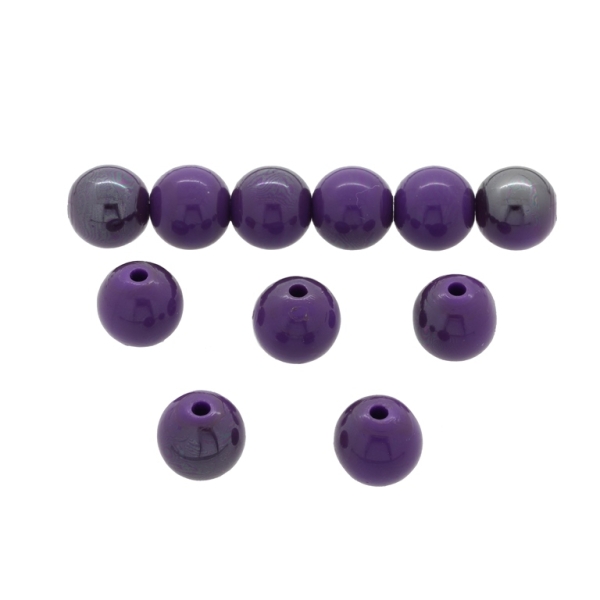 PLASTIC BEADS - HIGH GLOSS - BALL - 12mm PURPLE (DARK) ВА09 - 500 g Hole-2.5mm (520 pcs.)