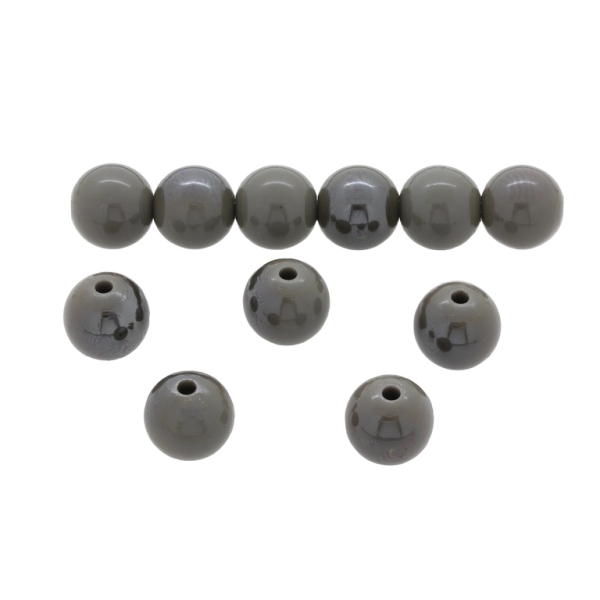 PLASTIC BEADS - HIGH GLOSS - BALL - 12mm GRAY ВА22 - 500 g Hole-2.5mm (520 pcs.)