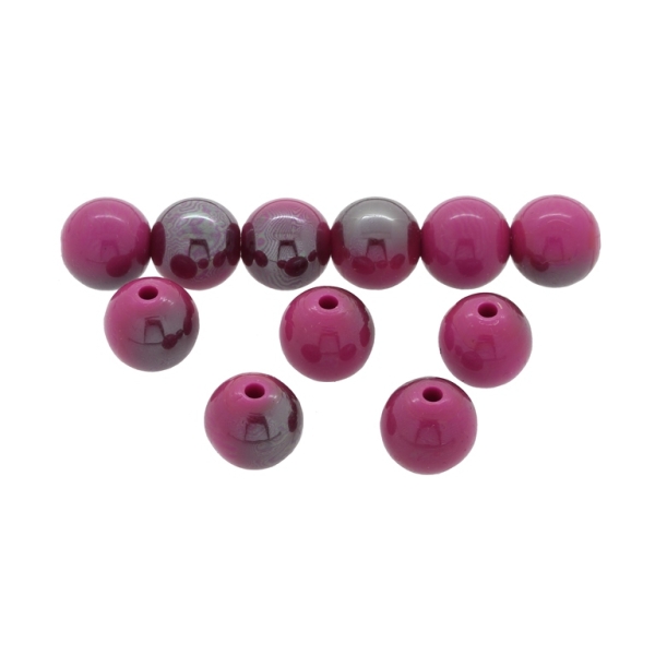 PLASTIC BEADS - HIGH GLOSS - BALL - 12mm CYCLAMEN (DARK) ВА39 - 500 g Hole-2.5mm (520 pcs.)