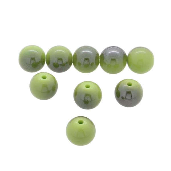 PLASTIC BEADS - HIGH GLOSS - BALL - 14mm GREEN (LIGHT) ВА10 - 500 g Hole-2.5mm (340 pcs.)