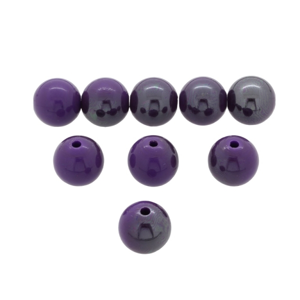 PLASTIC BEADS - HIGH GLOSS - BALL - 14mm PURPLE (DARK) ВА09 - 500 g Hole-2.5mm (340 pcs.)