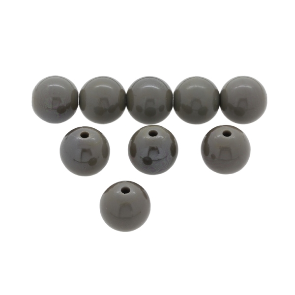 PLASTIC BEADS - HIGH GLOSS - BALL - 14mm GRAY ВА22 - 500 g Hole-2.5mm (340 pcs.)