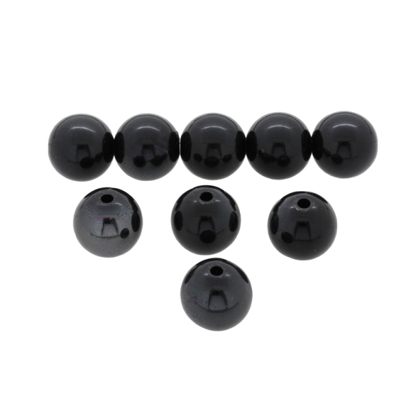 PLASTIC BEADS - HIGH GLOSS - BALL - 14mm BLACK ВА01 - 500 g Hole-2.5mm (340 pcs.)