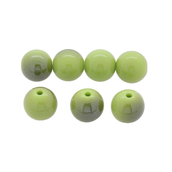 PLASTIC BEADS - HIGH GLOSS - BALL - 16mm GREEN (LIGHT) ВА10 - 500 g Hole-2.8mm (220 pcs.)