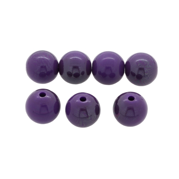 PLASTIC BEADS - HIGH GLOSS - BALL - 16mm PURPLE (DARK) ВА09 - 500 g Hole-2.8mm (220 pcs.)