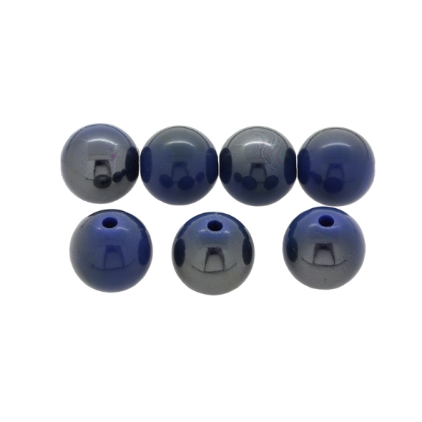 PLASTIC BEADS - HIGH GLOSS - BALL - 16mm BLUE (DARK) ВА17 - 500 g Hole-2.8mm (220 pcs.)