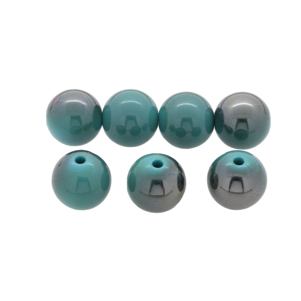 PLASTIC BEADS - HIGH GLOSS - BALL - 16mm TURQUOISE GREEN ВА14 - 500 g Hole-2.8mm (220 pcs.)